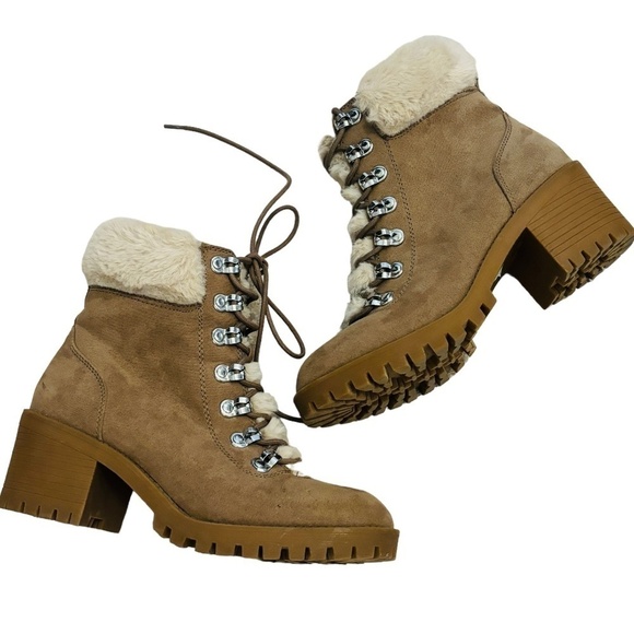 Steve Madden MADDEN GIRL Hidde Faux-Fur Hiker Booties LIKE NEW SZ 8 - Picture 4 of 12